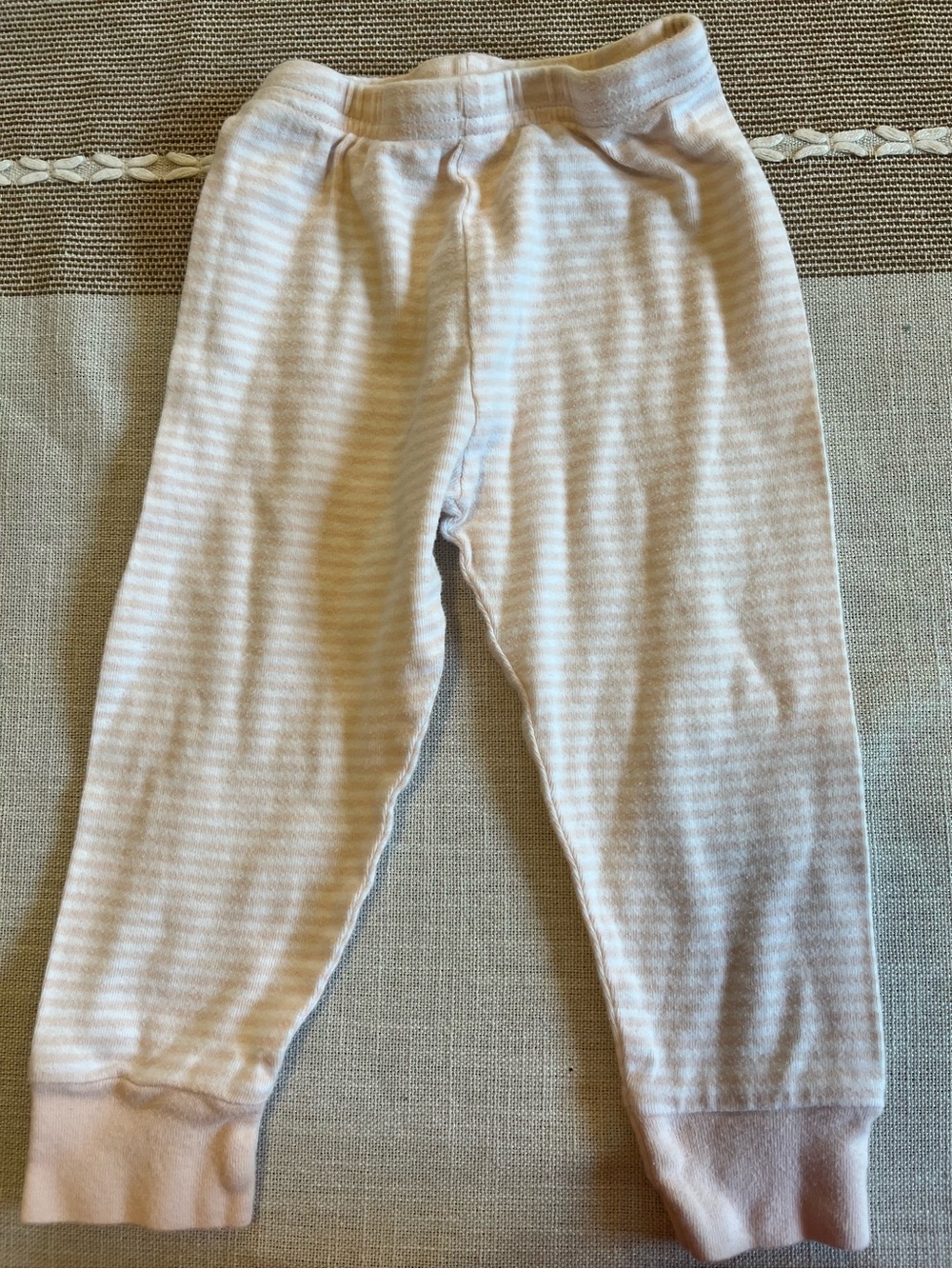Burt's Bees Baby Soft Pink & White Striped Cotton Pants 12 m